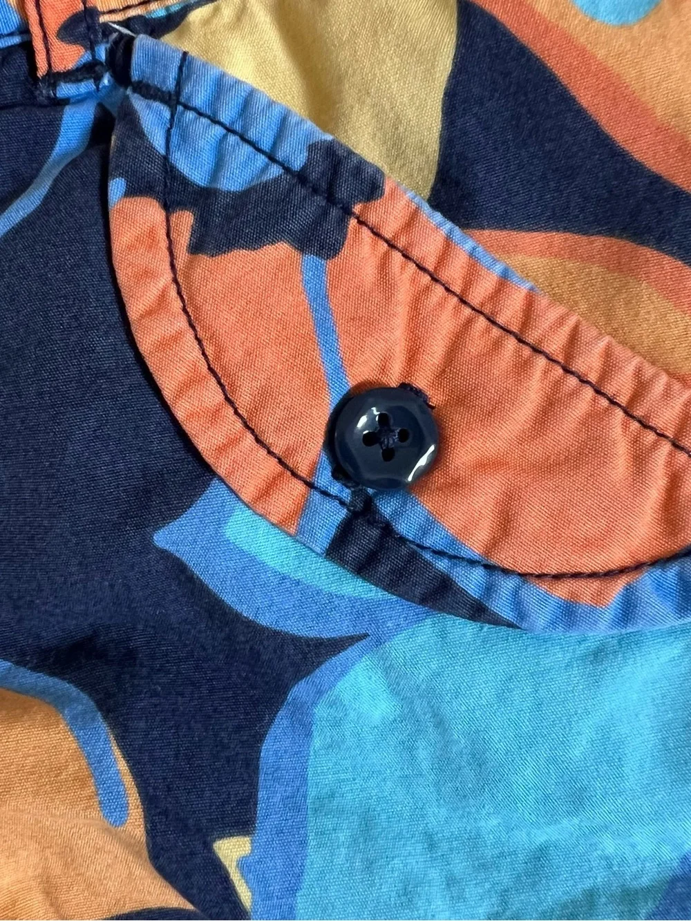 Gymboree Navy, Orange & Aqua Floral Cotton Shorts with Front Button Closure